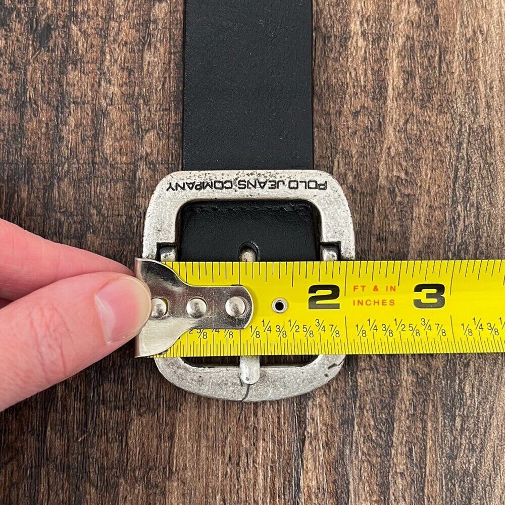 VTG Ralph Lauren Polo Leather Belt Y2K Hinge Buckle Edgy Womens Size Small Black - Picture 14 of 16